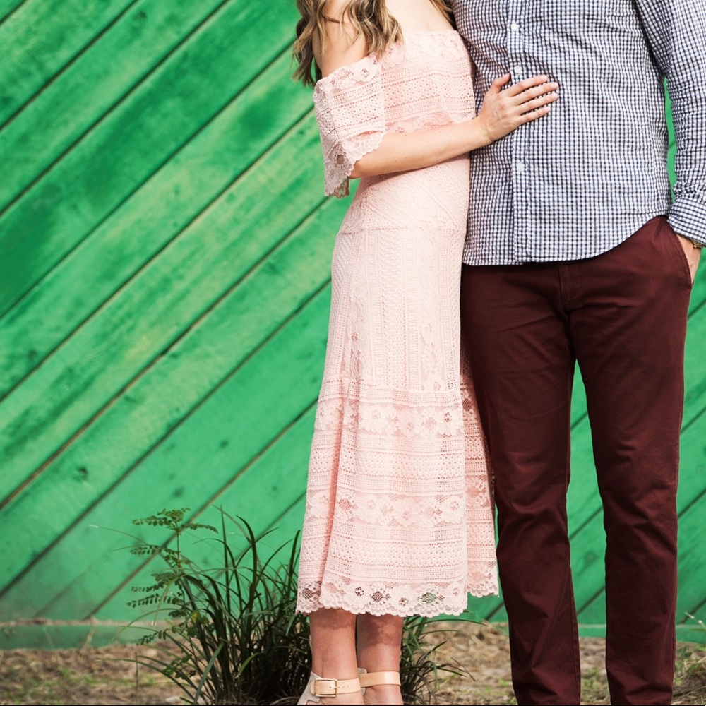 BB Dakota Off the Shoulder Lace Midi Dress